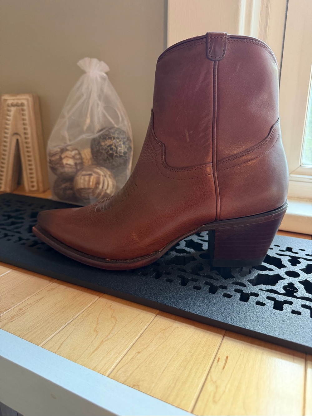 Tecovas Brown Leather Western Ankle Boot - Women's
